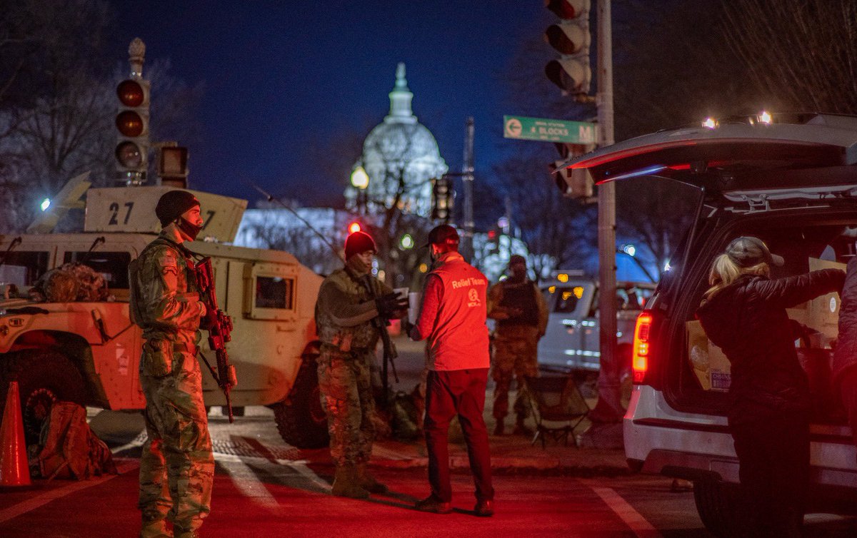 WCKitchen's tweet photo. Last night, WCK's Relief Team in Washington, DC delivered hundreds of comforting meals to National Guard troops stationed near the Capitol. We are thankful to everyone who came from across America to keep DC safe over these past few weeks ๐ #ChefsForDC https://t.co/baI7mLxxIz