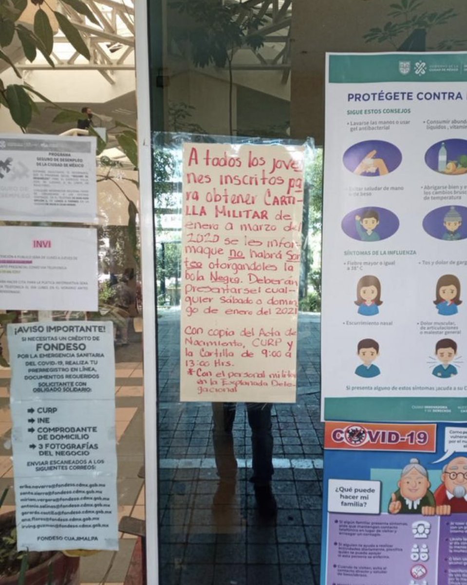 mcpc65's tweet image. Qué pasará con los jóvenes inscritos de enero a marzo 2020 para el trámite de cartilla militar, quienes ya no tendrían sorteo y se les entregaría bola negra durante Enero 2021 en la explanada de la Delegación Cuajimalpa? @AdrianRubalcava @AlcCuajimalpa 
Si están entregándola?