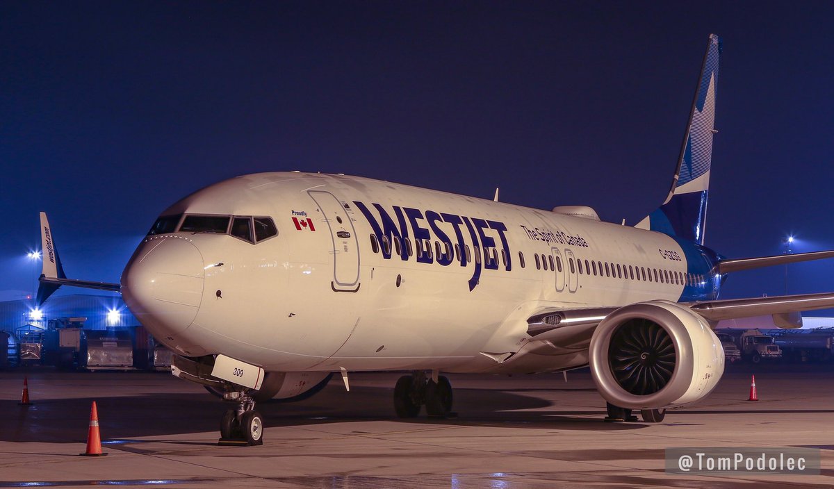 TomPodolec's tweet photo. Westjet’s first Boeing #737Max flight is planned for tomorrow Jan 21 as #WS115 from Calgary to Vancouver. Beginning Friday Jan 22 they will operate three times weekly return flights from Calgary to Toronto. https://t.co/BELWgt8GIK