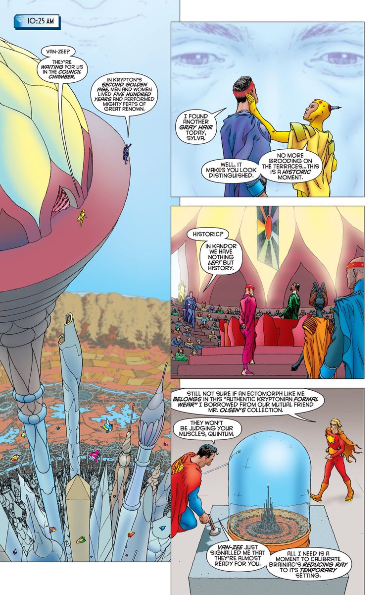 The bits of Kandor connect with an overall theme of letting go and accepting that change is inevitable. Van-Zee having to accept his aging. Kandor having to accept that they can't keep living in a bottle. Clark having to accept that the universe can go on without him.