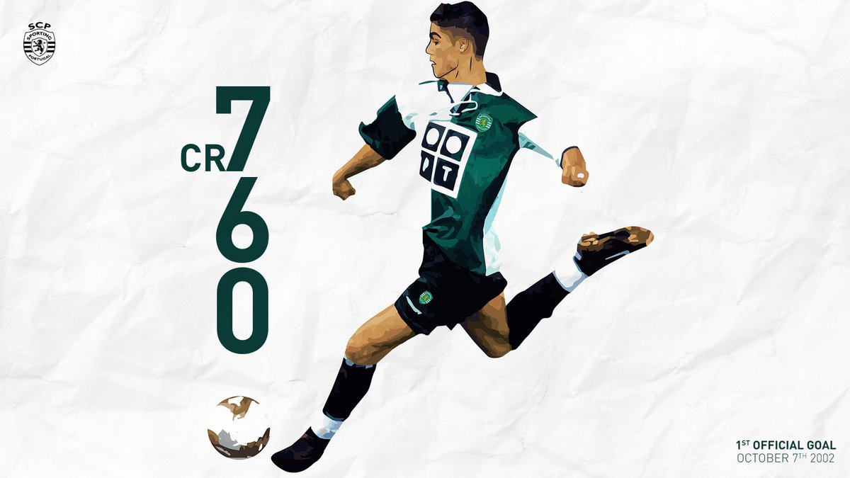 On the 7th of October 2002, <a href="/Cristiano/">Cristiano Ronaldo</a> scored his first official goal. Today he reached a historical  7️⃣6️⃣0️⃣ goals. ✨ 

The best goal scorer in the history of football. A talent from another planet. 🤩
#MadeInSporting #CR7