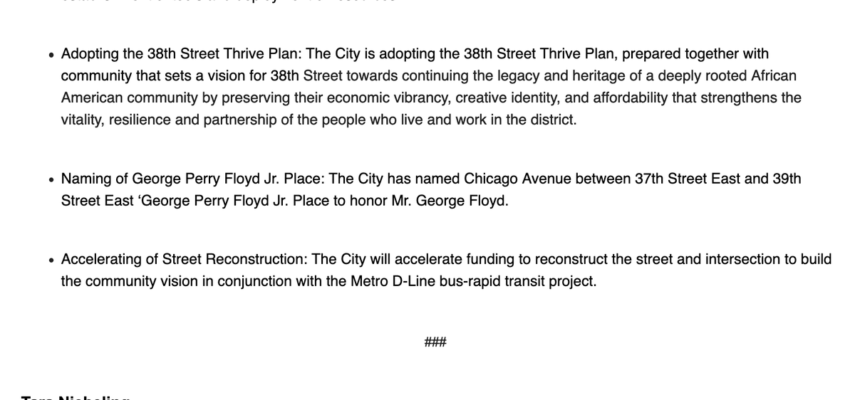INBOX: Mpls Mayor Jacob Frey and CMs Andrea Jenkins and Alondra Cano issued a statement on 38th & Chicago, which activists have held as an autonomous zone since George Floyd was killed there. There's no decision here on re-opening although there is pressure to do so...