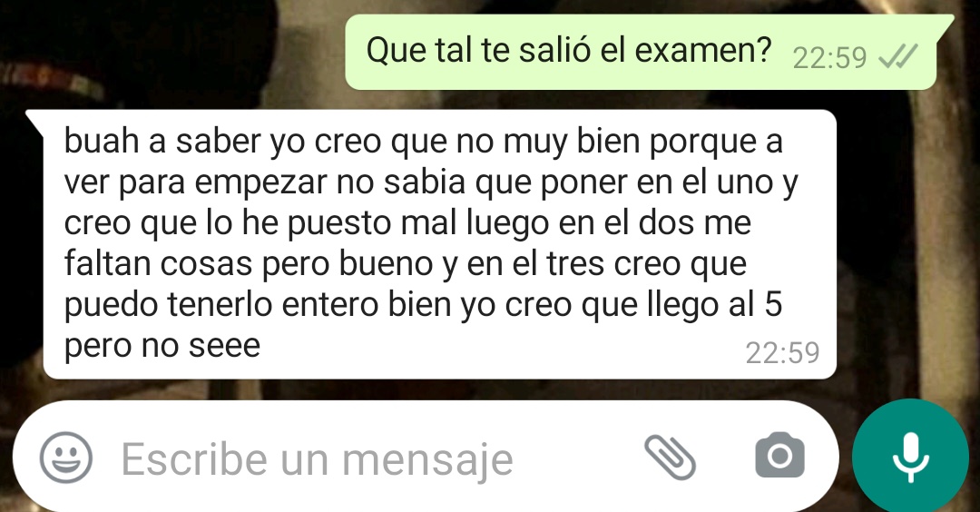 Buah a saber, yo creo que no muy bien porque a ver, para empezar, no sabía que poner en el uno y creo que lo he puesto mal. Luego en el dos me faltan cosas, pero bueno. Y el tres creo que puedo tenerlo entero bien. Yo creo que llego al 5 pero no sé. 
#proyectocoma2020