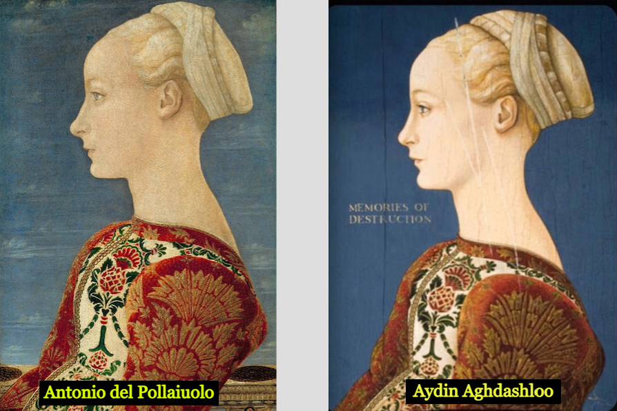 FSarkohi's tweet image. 1/3
چند روز پیش که کاری از آغداشلو در حراج تهران، به رغم اتهام جدی تجاوز جنسی و به احتمال به قصد تطهیر او با هدف حفظ بازار او و کسب دلالی در فروش‌های آتی، به بهائی گزاف، صوری یا واقعی؟فروخته شد، برخی نوشتند که کپی تابلوهای معروف و خط انداختن بر آن‌ها، شیوه آغداشلو، هنر نیست.
اما