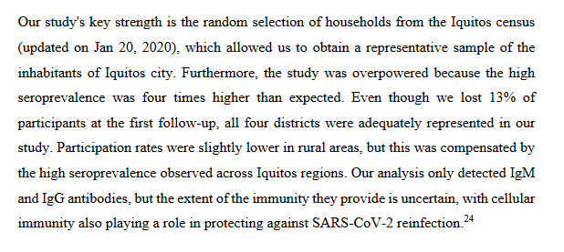 Overall, this is fairly well done study demonstrating very high attack rates and high excess mortality in a single pandemic wave in a LMIC setting. Data from this study partly reflects emerging scenarios seen from serodata from other LMICs regions and LATAM. 8/n