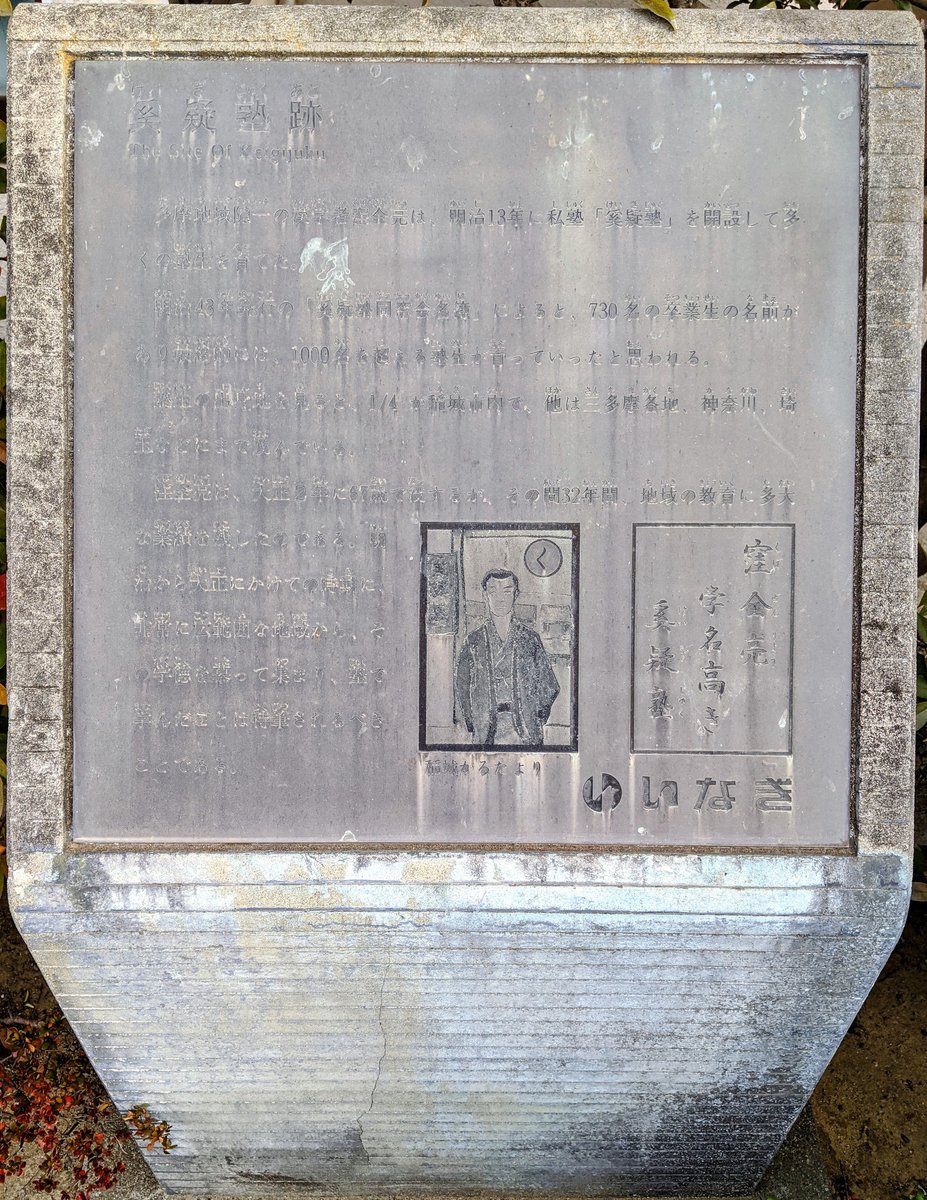 奚疑塾と窪全亮 奚疑塾（けいぎじゅく）跡。漢学者の窪全亮が開設した私塾。窪全亮は
