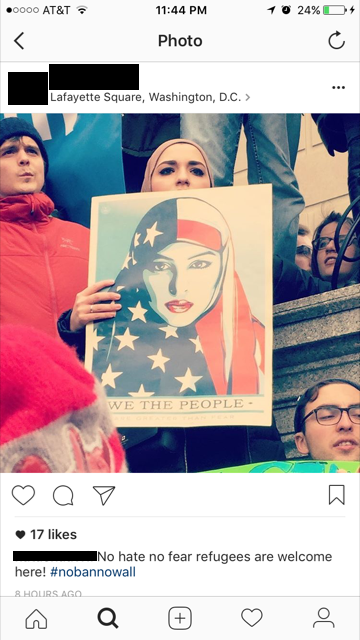 I knew from our few early interactions that  @IsraSpeaks was a special talent. But before she had even started I was seeing her everywhere. She was in press photos at all of the rallies and actions against the ban. She popped up in a friend's picture on my instagram feed.