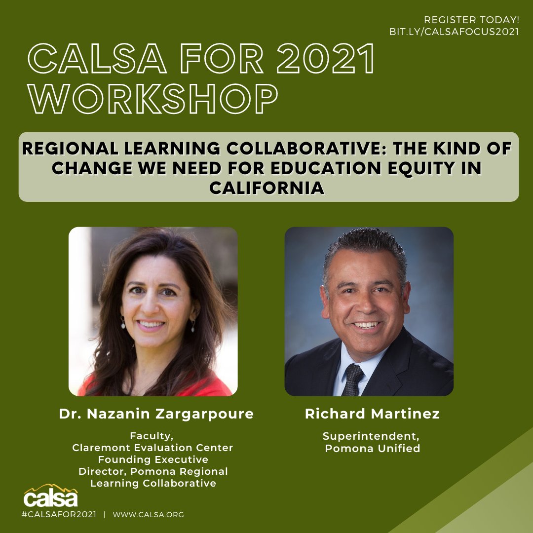 Let's welcome Dr. Nazanin Zargarpour and Richard Martinez as two more of our #CALSAFOR2021 speakers! 👏

Want in on these amazing workshops and panels happening Jan. 29 + 30th? Click here to to save your spot to #CALSAFOR2021!!📲 bit.ly/CalsaFOR2021

@rlcollab <a href="/PomonaUnified/">Pomona Unified School District</a>