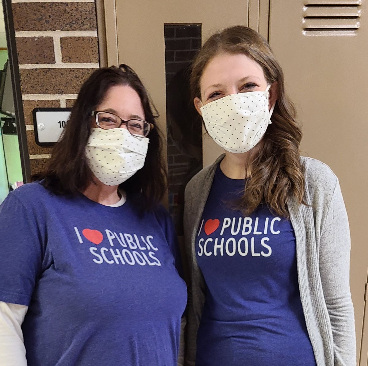 We're smiling under our masks...(twinning wasn't planned)! #ILovePublicSchoolsDay #WeAreBryan