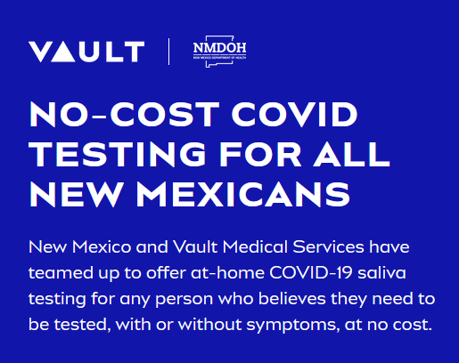 SantaFeGov's tweet photo. Need to get a COVID-19 test, but can't make it to a testing site? You can order a FREE test from @VaultHealth_ to be sent to your home! https://t.co/y1fmfNqI6p
#alltogethersantafe #covidtest #covid19test #NMCovid #santafepromise @NMDOH https://t.co/xm3l8X53n7