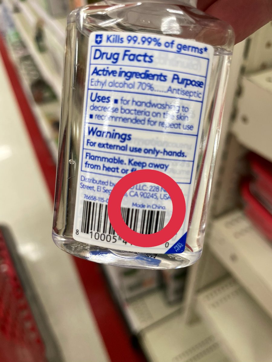 Cheryl_Rebel's tweet photo. Trying to find #USAMade #handsanitizer today at #Target was quite a challenge. I finally found two brands that were but they have a ton of this #Bactive brand and it says it is #MadeinChina 😡 #BuyerBeware #COVID19 #America #BuyAmerican #rt https://t.co/MDaNvqYxKZ