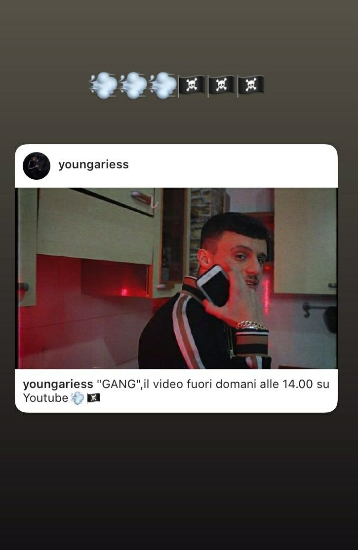 youngariess's tweet photo. https://t.co/hbwLON83wj

"GANG", IL VIDEO FUORI DOMANI ORE 14.00 DI YOUTUBE 💨🏴‍☠️
#rapmusic
#rapper
#rappers
#rnb
#singer
#amici
#songwriter
#soundcloudrapper
#domani
#YouTube
#Aries
#trap
#trapmusic
#unsignedartist
#worldstar
#extrabeat https://t.co/HFtUTDwxs7