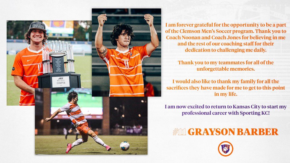 Grayson Barber (@grayson_barber5) on Twitter photo Excited to announce that Iโve signed my first professional contract with <a href="/SportingKC/">Sporting Kansas City</a> thanks to everyone who made it possible! Iโm excited to get started ๐ Excited to announce that Iโve signed my first professional contract with <a href="/SportingKC/">Sporting Kansas City</a> thanks to everyone who made it possible! Iโm excited to get started ๐