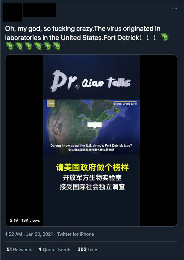 The revival of the Fort Detrick conspiracy theory has led to calls for investigations of the US, not just on Chinese-language social media but also on platforms such as Twitter and Facebook. This comes as  @WHO investigators arrived in Wuhan mid-January to look into virus origins