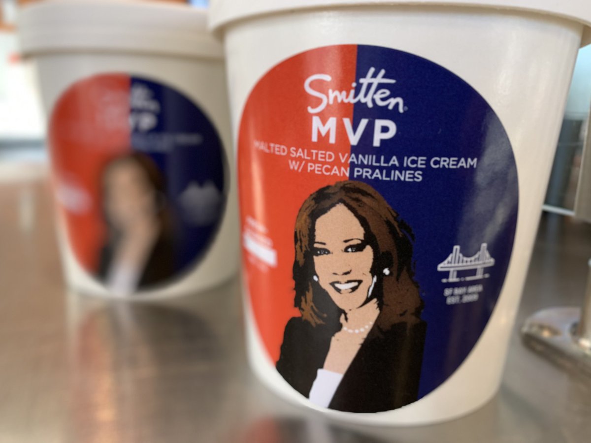 monicazlam's tweet photo. Churning up some “Madame Vice President” ice cream for us to try at @SmittenIceCream in #Oakland to commemorate the #Inauguration2021 @KQEDnews https://t.co/k2bqMm8fj8