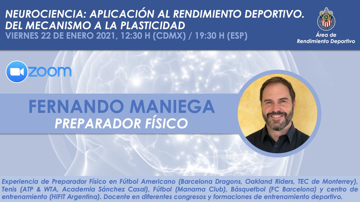Gerard_Pinies's tweet photo. Desde el #ARDChivas, anunciamos la ponencia de Fernando Maniega, preparador físico experimentado en distintas disciplinas deportivas que nos hablará de neurociencia aplicada al entrenamiento. La ponencia estará abierta al público. https://t.co/4yU8KwvkDq