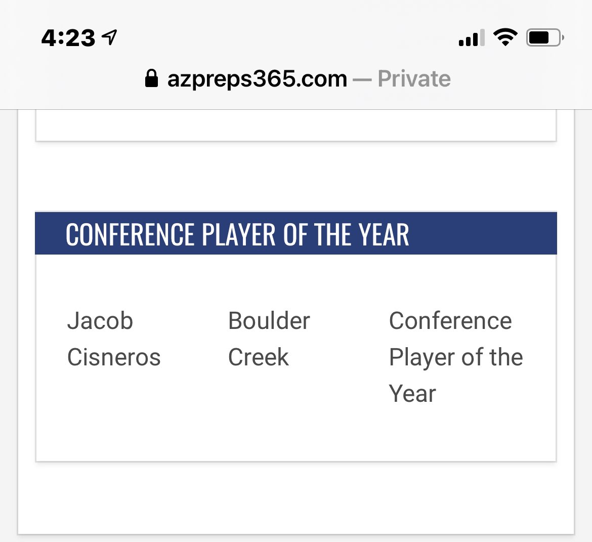 Coach S (@brophycoachs) on Twitter photo BIG time congratulations to our own <a href="/Jacob20Cisneros/">Jacob Cisneros</a> for being named <a href="/AZPreps365/">AZPreps365</a> 6A Conference Player of the Year! Boulder Creek is proud of you BIG time congratulations to our own <a href="/Jacob20Cisneros/">Jacob Cisneros</a> for being named <a href="/AZPreps365/">AZPreps365</a> 6A Conference Player of the Year! Boulder Creek is proud of you