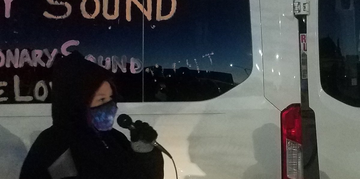 Rissa (sp?), from Native Lives Matter: Our fight for justice doesnt stop. "Moving forward, we must continue in solidarity" with all POC. Genocide and colonialism "wont end now that trump is out office."Ended with: "Fuck Biden too."