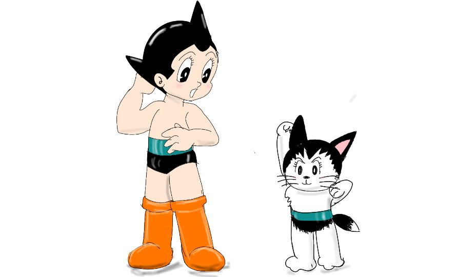 鉄腕アトム #アトムキャット アトムとアトムキャットのつもりで描いて