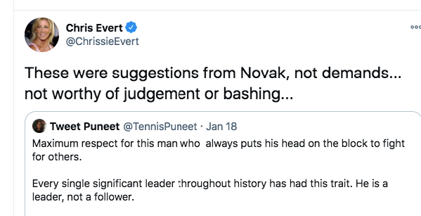 The "TERRORIST," with whom Aussies don't "negotiate" apparently, was nonetheless defended by the likes of Chris Evert and head of Tennis Australia Craig Tiley 3/6