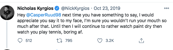 Or THE VOICE's antics off court attacking & bullying colleagues (cf. below). In sum, according to this article, Djokovic who improved life for quarantined players is a "terrorist" & Kyrgios who (to borrow a phrase) acts like "a tool" is the "voice of the nation"  6/6