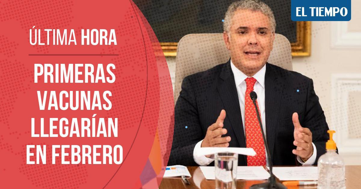 ELTIEMPO's tweet photo. 🚨 ATENCIÓN 🚨 El presidente Iván Duque anunció que Colombia está en el primer grupo para recibir vacunas por parte del fondo Covax. Las vacunas llegarían en febrero. Acá le contamos más 👉 https://t.co/E8uOl7aoG1 https://t.co/12LhPgD0lV