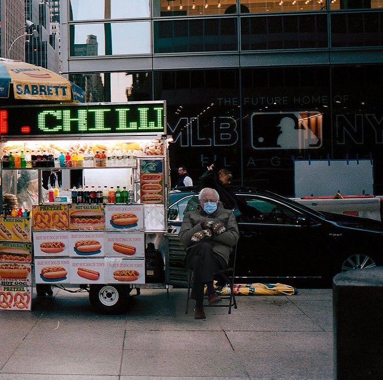 Thread of “Who did this?!” photoshops of Bernie staying warm at the inauguration: