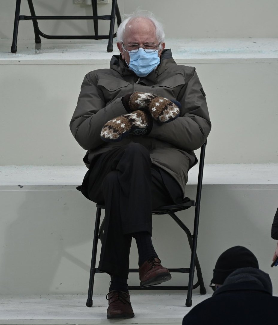 Bernie Sanders at the #Inauguration is every lacrosse parent the first half of the season🥍🥶