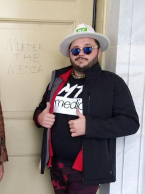 Nicholas DeCarlo, Miami Proud Boys member wore a "Murder the Media" shirt to the Capitol riot, then claimed to be a reporter. Him and Nicholas Ochs posed next to a door with the same phrase etched in it. The two also posted a video inside the Capitol.  https://wset.com/news/local/alleged-rioter-wore-murder-the-media-shirt-to-capitol-then-claimed-to-be-a-journalist