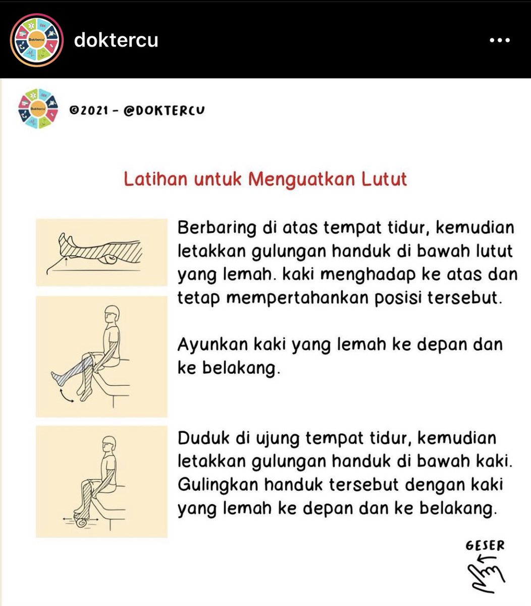 DokterPodcast's tweet photo. Punya keluarga yang sehabis stroke jadi sulit untuk melakukan aktivitas sehari-hari?

Coba dibantu untuk dilatih dgn cara2 berikut ini agar otot nya makin lama tidak makin mengecil dan sendi nya tidak kaku https://t.co/Ls2lDMCDFr