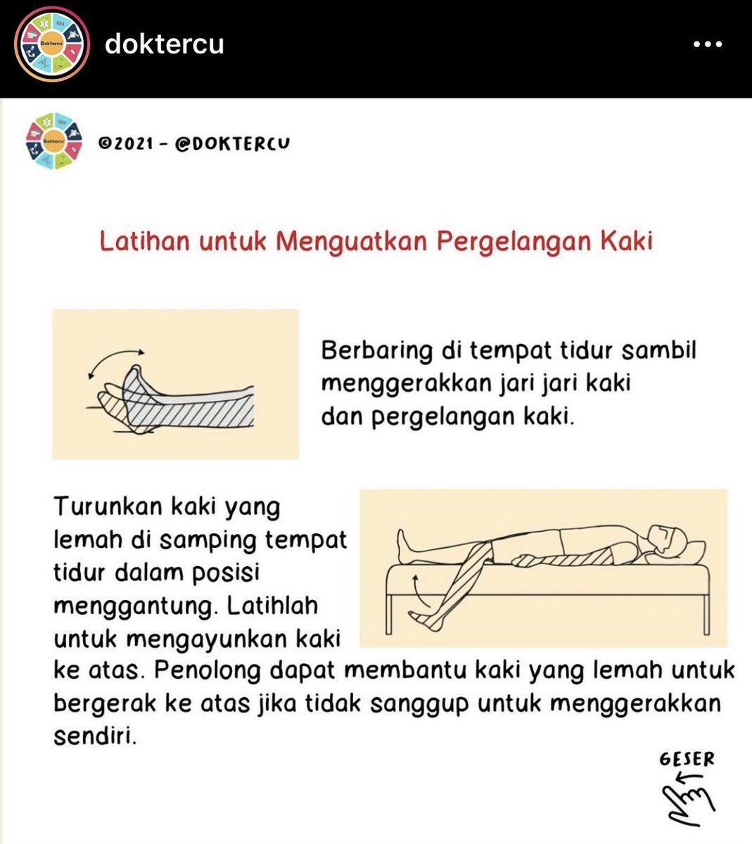 DokterPodcast's tweet photo. Punya keluarga yang sehabis stroke jadi sulit untuk melakukan aktivitas sehari-hari?

Coba dibantu untuk dilatih dgn cara2 berikut ini agar otot nya makin lama tidak makin mengecil dan sendi nya tidak kaku https://t.co/Ls2lDMCDFr