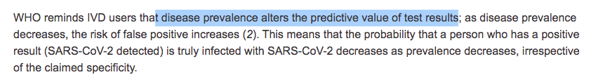 This is another circular reference. It's true, but they fail to underscore that disease prevalence is often estimated from qPCR positivity data. A bit too much recursion for my likings as contamination in qPCR can elevate the disease prevalence and if this feeds back in PPV...