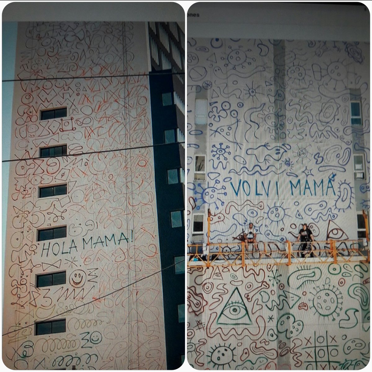 <a href="/martinronmural/">Martín Ron</a> hola soy Banfileña todos  los atardeceres paso a observar y reflexionar sobre los adelantos del mural .Por qué las emotivas frases HOLA MAMA  ,VOLVI MAMÁ  al inicio de cada obra ????