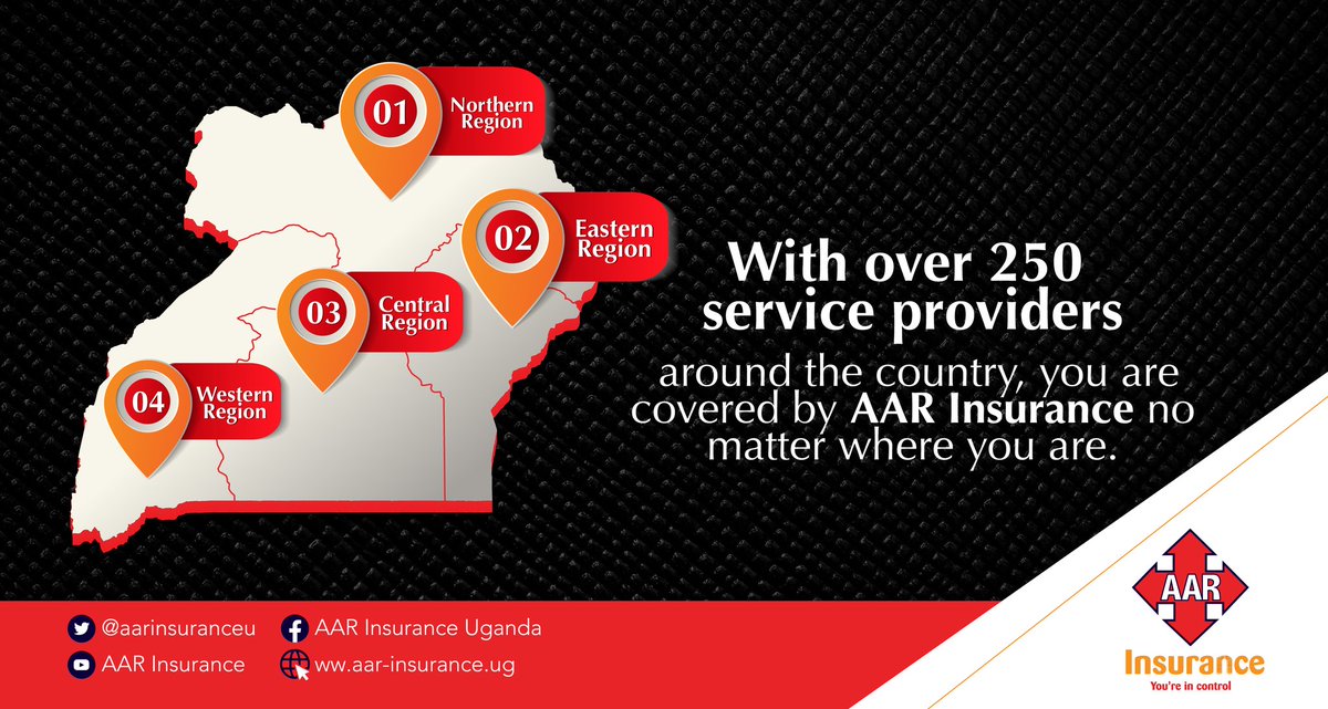 Get the best insurance services from any of our 250 service providers around the country. #AARInsurance #KatutambuleNawe #YouAreInControl
