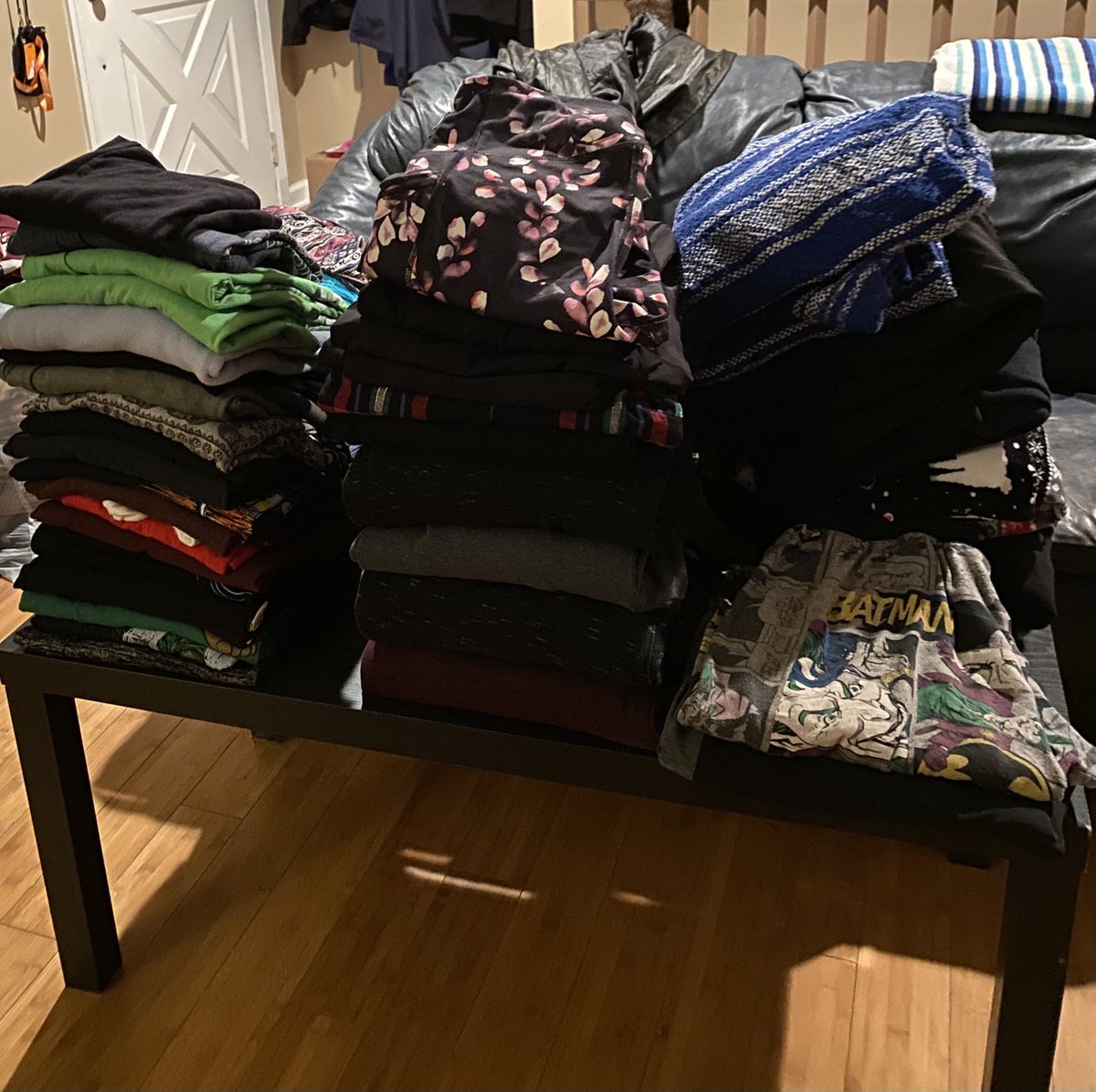 t3ddytrav3ls's tweet photo. Does anyone else play the “how high can I stack the pile of clean clothes?” game..?
Just me.?? Lmao ok.
#laundry #itsnotfun https://t.co/5TPgxbckU8