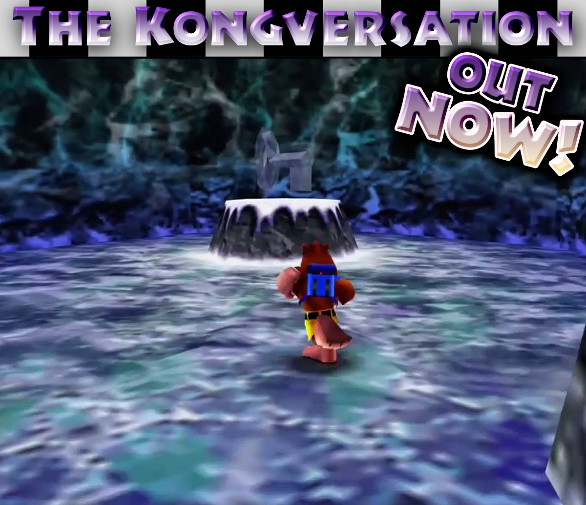 The episode key art for the Kongversation episode 830, "Stop 'N' Swop: A History." Featuring Banjo approaching the Ice Key atop it's podium in Wozza's cavern from Banjo-Kazooie!
