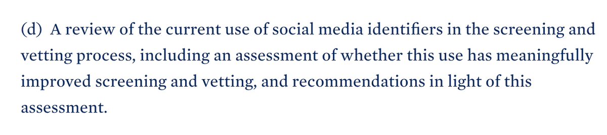 EO casts some shade at the idea of using social media info in vetting/screening