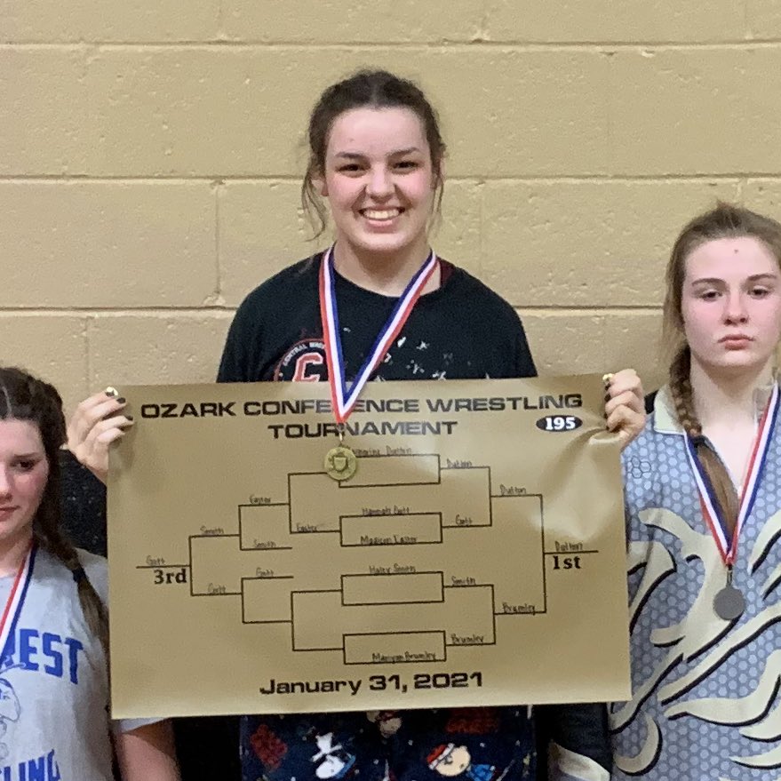 Wrestle_CHS's tweet photo. OZARK CONFERENCE MEDALISTS: Catherine Dutton 1st and Isabella Richardson 2nd! GO BULLDOGS!!! https://t.co/0667lKddNy