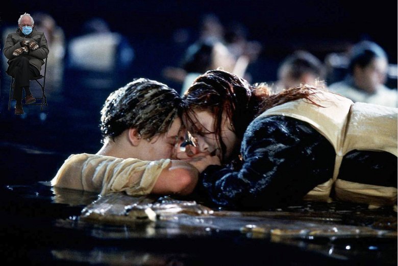 EarlyLitMama's tweet photo. I'll never let go @BernieSanders , I'll never let go. #BernieSanders #Bernie #berniesmittens #titanic #InaugurationDay https://t.co/u5k1QR5DAd