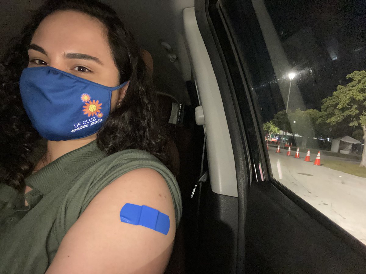 vicr97's tweet photo. nearly 6.5 hours in line later made it to the front of the covid vaccine line and just my luck they had extra and were giving them out to anyone who wanted so here’s to a bright start to 2021! https://t.co/SpYcJIUtIg