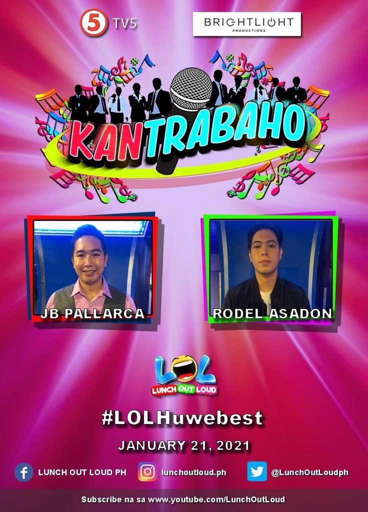 TV5manila's tweet photo. Isang sales staff at isang gym membership consultant ang mga Kantravengers ngayong #LOLHuwebest sa Kantrabaho! π€
Sino kaya ang mas may ibubuga pagdating sa kantahan?
Mamaya na 'yan sa 'Lunch Out Loud', 12nn sa TV5.
#LunchOutLoudOnTV5
π· @LunchOutLoudPH https://t.co/BIZnMaLMwS