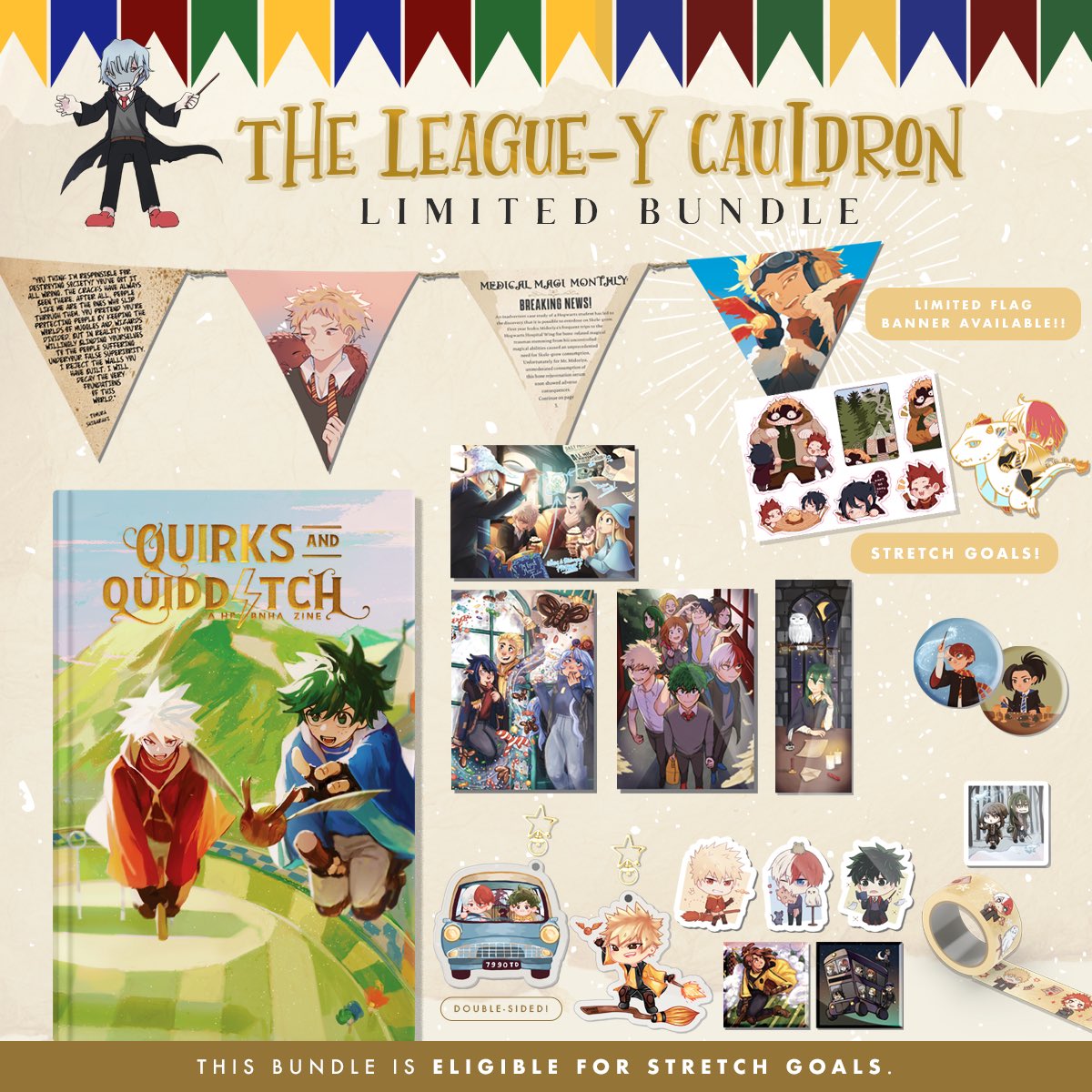 ⚡️More than half the limited bundles sold! ⚡️

Thank you all so much for your incredible support in just 24 hours! 

We’re only 5 orders away from our first stretch goal and zooming through our limited bundle! 🤩

Check out the limited bundle here! quirksandquidditchzine.bigcartel.com