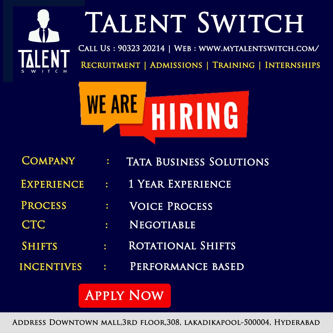 switch_talent's tweet photo. Job Opening At Tata Business Solutions-Voice Process
Apply Now :https://t.co/wvHbKE6nUd
 #jobopening #interview #recruiter #education #employmentopportunities #jobinterview #vacancy #hiringnow #employment #jobs #jobsearch #hiring https://t.co/AklgDGSlAW
