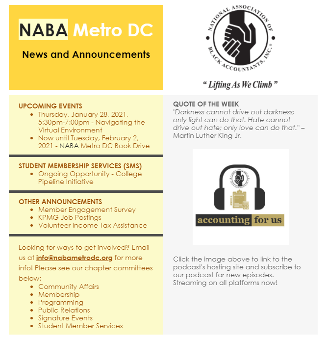 NABAMetroDC's tweet photo. Check out this week's NABA Metro DC Newsletter! https://t.co/XsLvVyoAoP