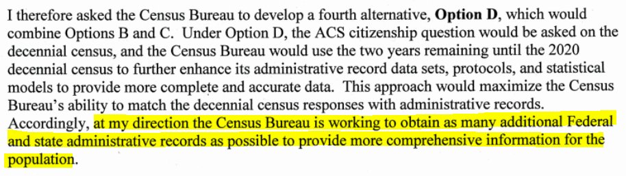 5. In fact, the now-former Commerce Secretary Wilbur Ross directed the Census Bureau to start compiling government records on citizenship in March 2018, more than a year before Trump's executive order on collecting citizenship records was issued: https://beta.documentcloud.org/documents/4426785-commerce2018-03-26-2#document/p4/a2012969