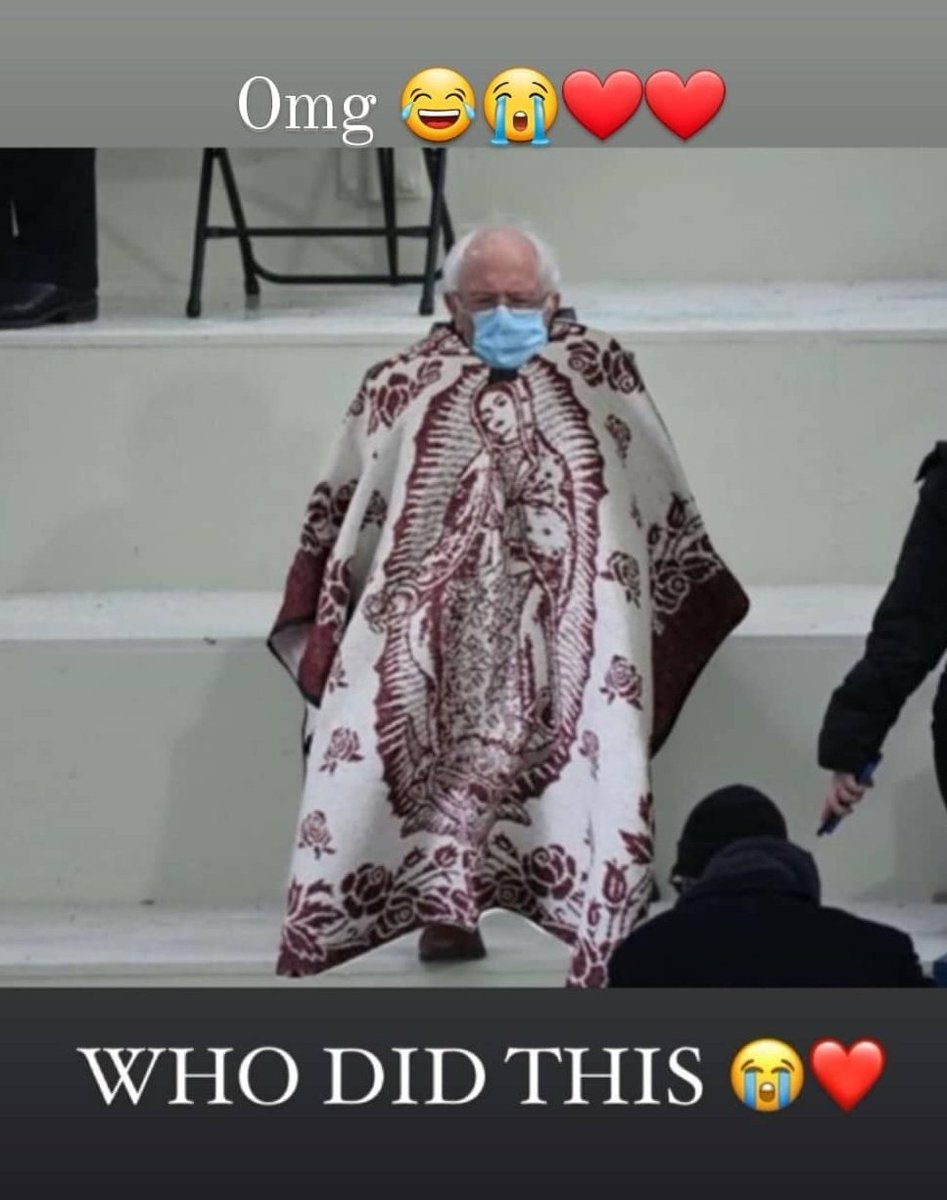 canseco_dalia's tweet photo. We love Bernie, and hopefully one day he will take the presidential oath. #BernieSanders #Bernie #Biden2020 #LaGuadalupana #ImGoingToHellForThis https://t.co/MP5dfsCg9p