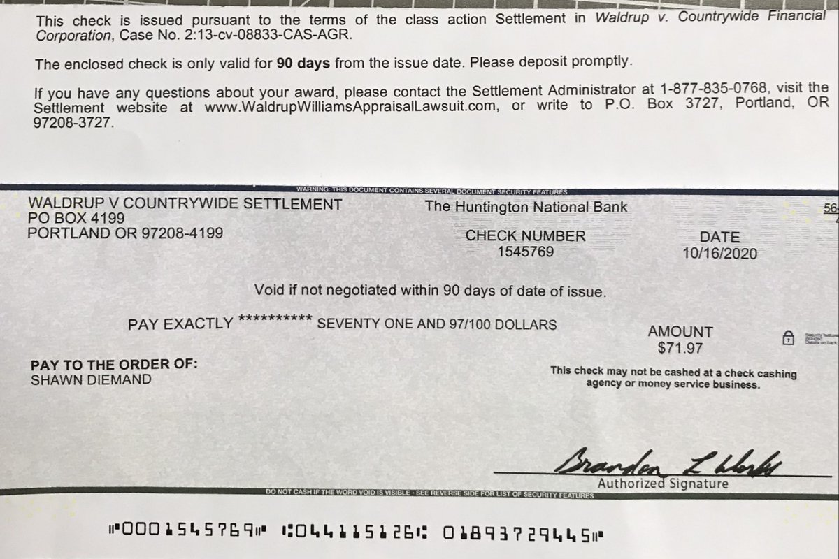 DiemandShawn's tweet photo. 10 years ago Countrywide, basically stole my home, which at the time appraised at 300k! This is my portion of the class-action lawsuit! https://t.co/JGhydYUaQq