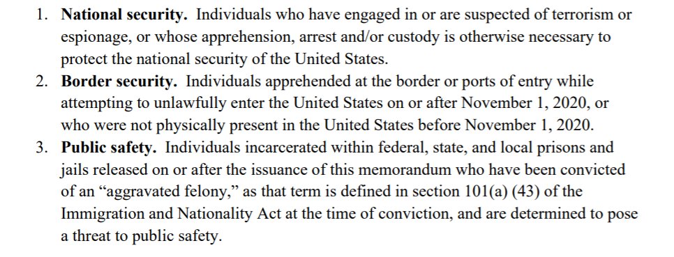 Section B sets out interim enforcement priorities. Trump made anyone here, no matter how long, a priority. Biden, even before the review is complete, sets a very new course.