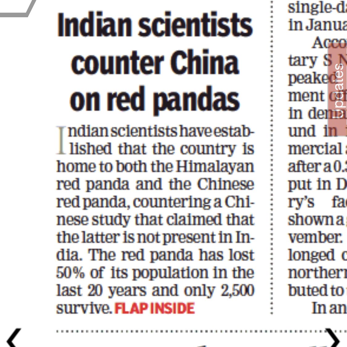 In  @timesofindia today:Indian scientists counter China with 3-yr long research,DNA sequencing from faecal samples of endangered red panda1.Two sub-species of mammal— Chinese and Himalayan present in Arunachal Pradesh’s Dibang2.River where 2 species diverge in IndiaI report