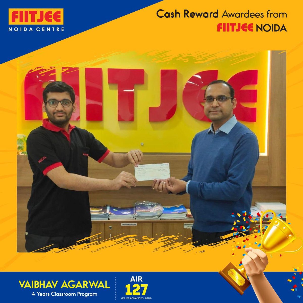 Fiitjee_Noida's tweet photo. #FIITJEENoida proudly awarded its students with #CashRewards for those who qualified #JEEAdvanced2020 with #TopRanks. https://t.co/dduHfsINNp